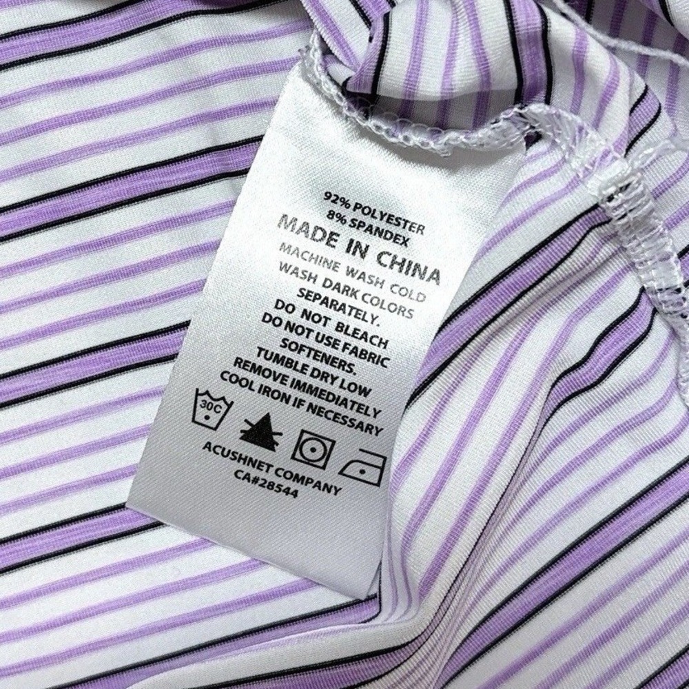 FootJoy Golf Polo Shirt Mens Large Purple Short Sleeve Striped Performance FJ - Picture 6 of 8
